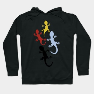 Happy gecko silhouettes on white Hoodie